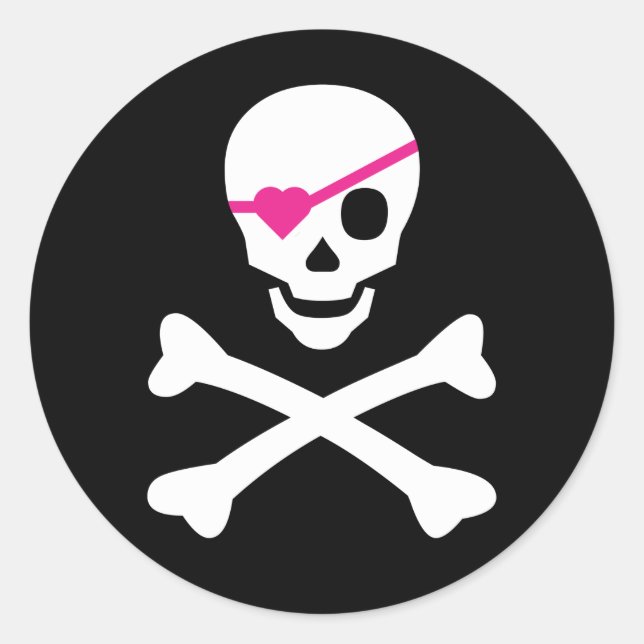 Pegatina Redonda Skull y Crossbone (Anverso)