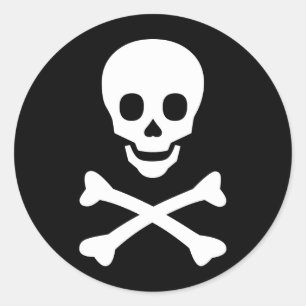Pegatina Redonda Skull y Crossbone