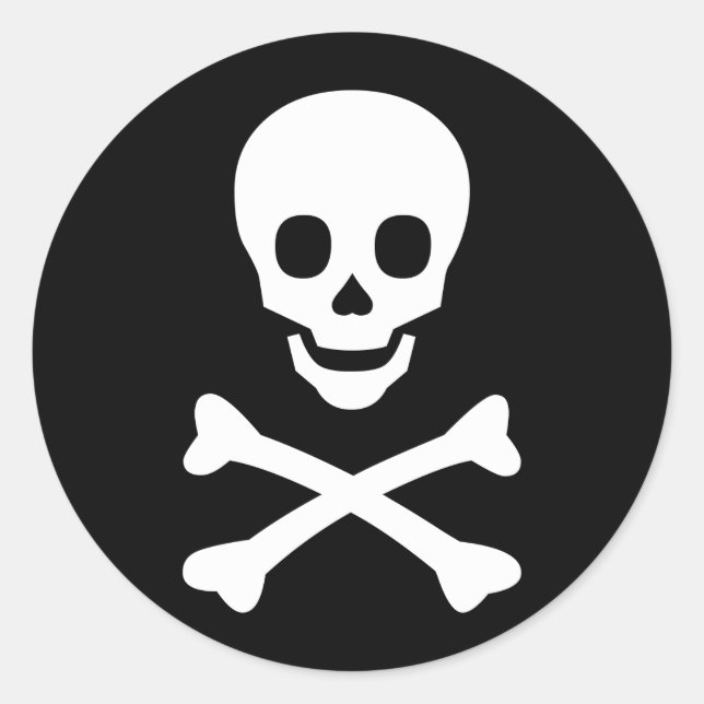 Pegatina Redonda Skull y Crossbone (Anverso)