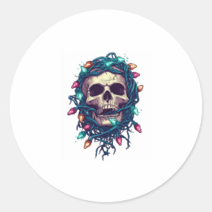 Pegatina Redonda Skullmas enmarañadas � divertida edición de Navida