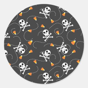 Pegatina Redonda Skulls Crossbone y Candy Corn
