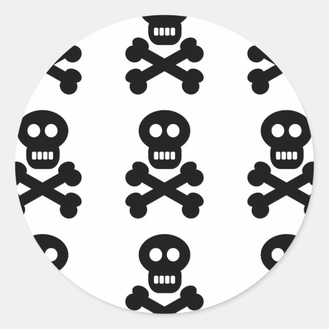 Pegatina Redonda Skulls negros (Anverso)