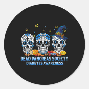 Pegatina Redonda Skulls Sociedad de Páncreas Muerto Diabetes Concie