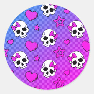 Pegatina Redonda Skully Pop Kawaii