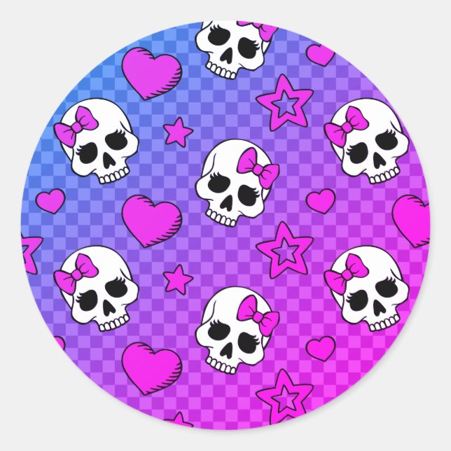 Pegatina Redonda Skully Pop Kawaii (Anverso)
