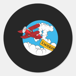 Pegatina Redonda Sky Airplane Funny Maths Nerthday Gift Pi Day