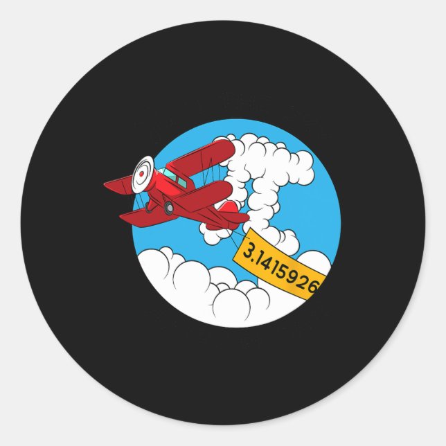 Pegatina Redonda Sky Airplane Funny Maths Nerthday Gift Pi Day (Anverso)
