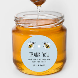 Pegatina Redonda Sky Blue Baby to Bee Shower