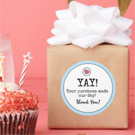 Pegatina Redonda Sky Blue Retro con Heart Business Gracias