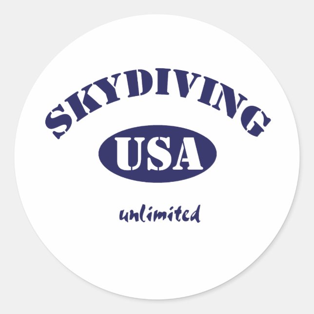 Pegatina Redonda Sky Dive USA ilimitado (Anverso)