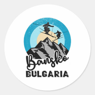 Pegatina Redonda Skyboarding de Bansko Bulgaria