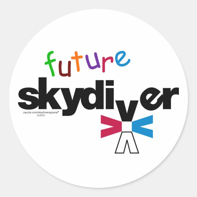 Pegatina Redonda Skydiver futuro (Anverso)