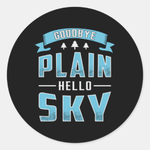 Pegatina Redonda Skydiver Goodbye Plain Hello Sky Vintage Retro