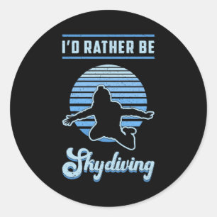 Pegatina Redonda Skydiver Paracaidismo Retro Gracioso