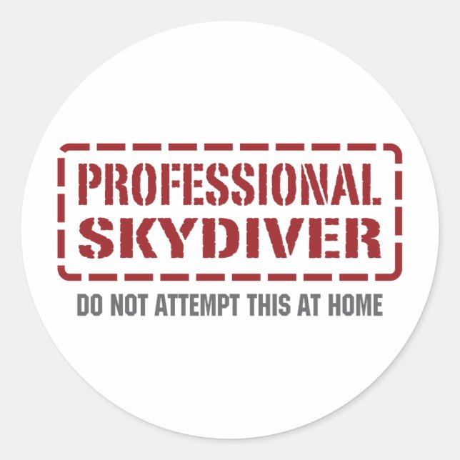 Pegatina Redonda Skydiver profesional (Anverso)