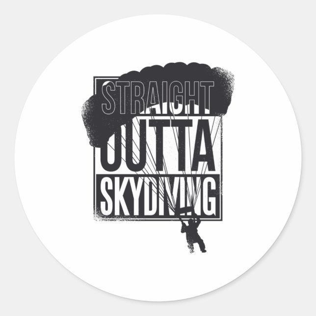 Pegatina Redonda Skydiving de Outta Straight (Anverso)