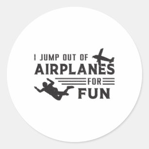 Pegatina Redonda Skydiving Skydive Skydiver Jump Plane Gift Idea