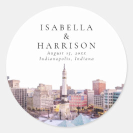 Pegatina Redonda Skyline de destino INDIANAPOLIS Indiana