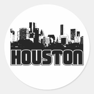 Pegatina Redonda Skyline de Houston