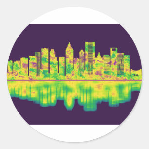 Pegatina Redonda Skyline de Houston Texas