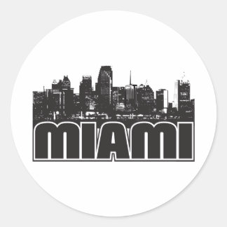 Pegatina Redonda Skyline de Miami