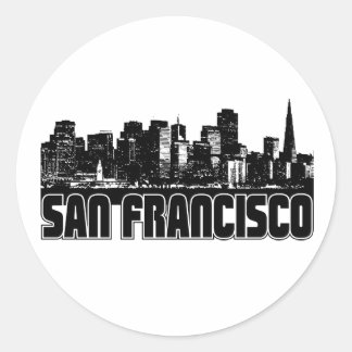 Pegatina Redonda Skyline de San Francisco