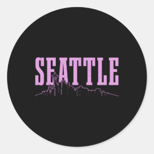 Pegatina Redonda Skyline de Seattle Washington Seattle