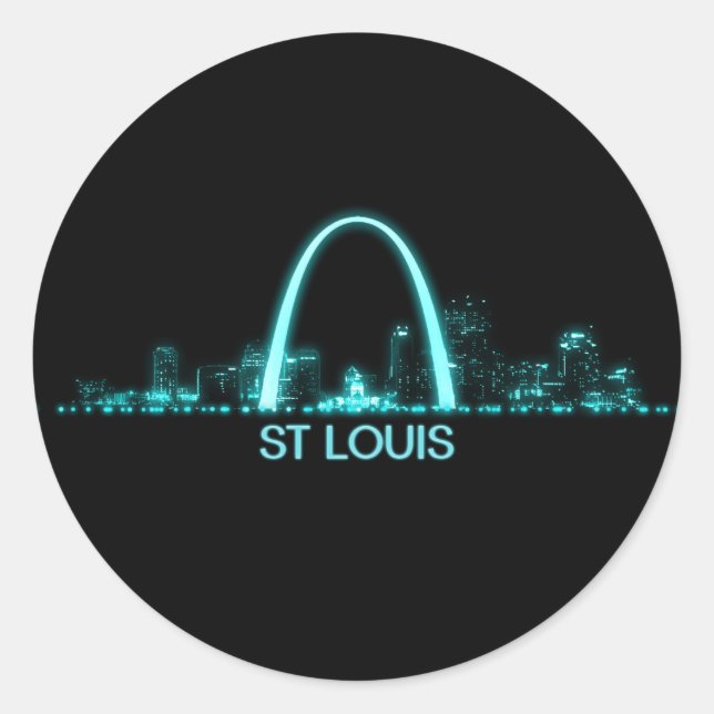Pegatina Redonda Skyline de St Louis (Anverso)