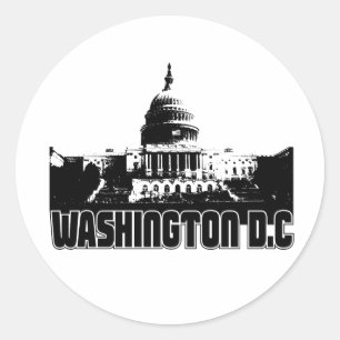 Pegatina Redonda Skyline de Washington DC