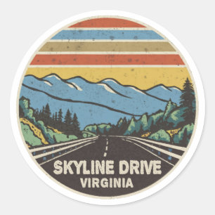 Pegatina Redonda Skyline Drive Shenandoah Virginia Mountains