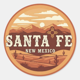 Pegatina Redonda Skyline Santa Fe Viaje Nuevo México
