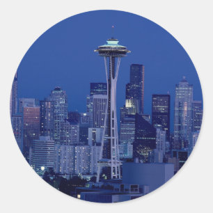 Pegatina Redonda Skyline Seattle