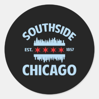 Pegatina Redonda Skyline Southside Chicago Flag