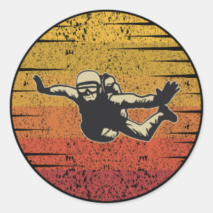 Pegatina Redonda Skysurf Skydiving Skydive Parachuing Skydiver