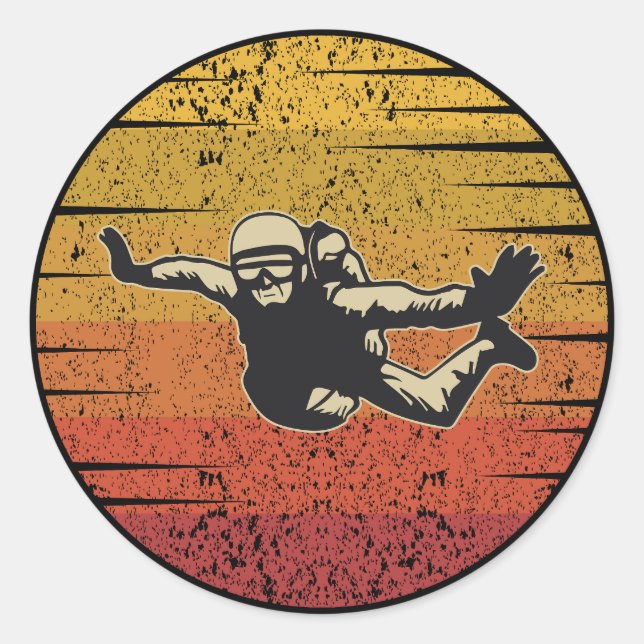 Pegatina Redonda Skysurf Skydiving Skydive Parachuing Skydiver (Anverso)