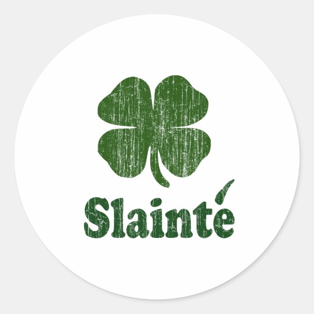 Pegatina Redonda Slainte Shamrock (Anverso)