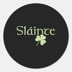 Pegatina Redonda Slainte Shamrock Irish Lucky Green Ireland St Patr
