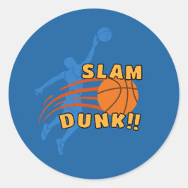 Pegatina Redonda Slam Dunk Baloncesto Para Los Fans Del Deporte