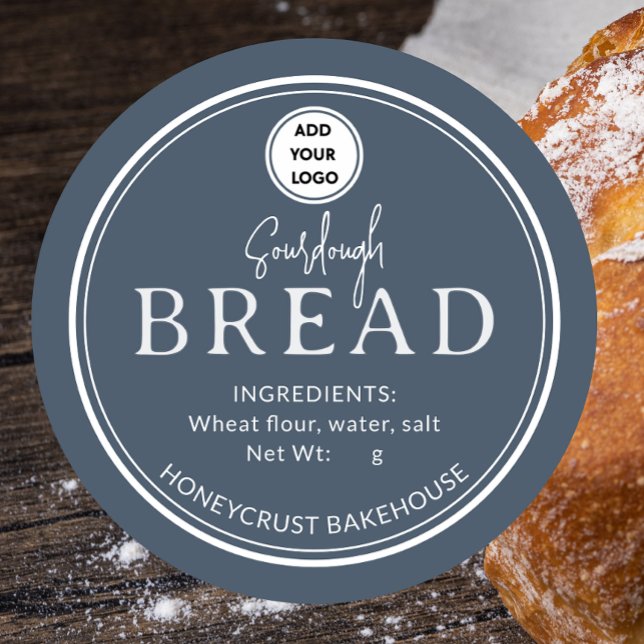 Pegatina Redonda Slate Blue Gray Bakery Sourdough Bread Sticker (Subido por el creador)