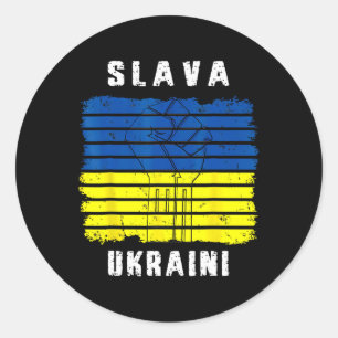 Pegatina Redonda Slava Ukraini Apoya Ucrania Vintage Bandera Ucrani