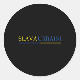 Pegatina Redonda Slava Ukraini Gloria a Ucrania 2