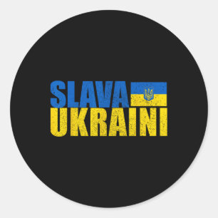 Pegatina Redonda Slava Ukraini Gloria a Ucrania 3 