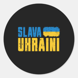 Pegatina Redonda Slava Ukraini Gloria a Ucrania Bandera Mujeres Ucr