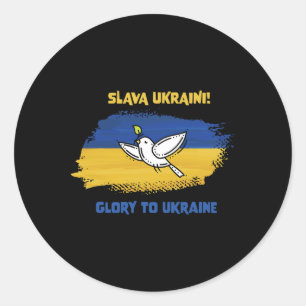 Pegatina Redonda Slava Ukraini Gloria a Ucrania Bandera ucraniana P