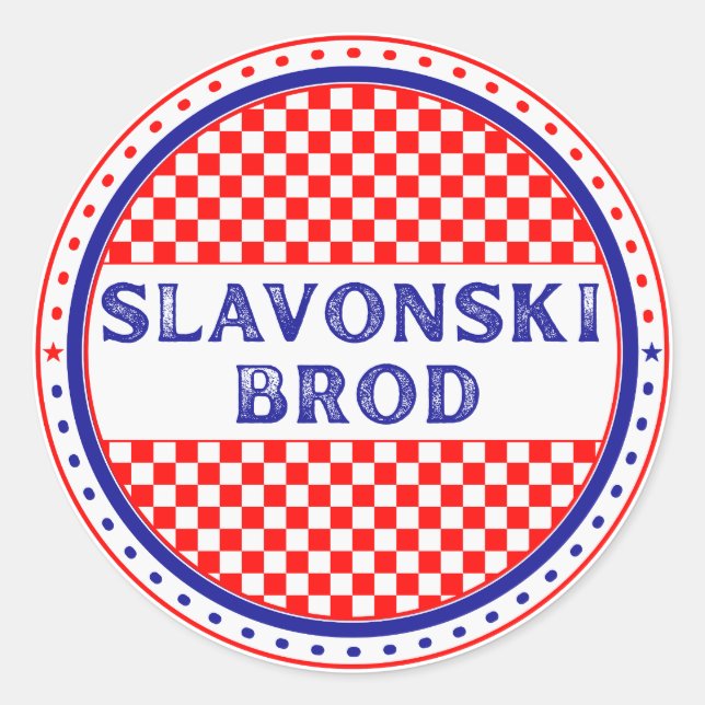 Pegatina Redonda Slavonski Brod City Pride Emblem Croatian Identity (Anverso)