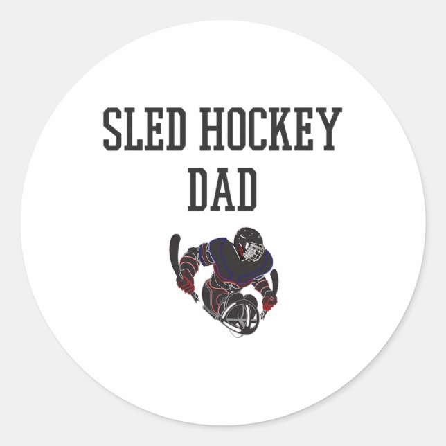 Pegatina Redonda Sled Hockey Dad (Anverso)