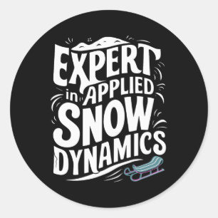 Pegatina Redonda Sledding Snow Sled Winter Sport Winter Outdood Act