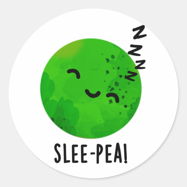 Pegatina Redonda Slee-pea Funny Sleeping Pea (Anverso)