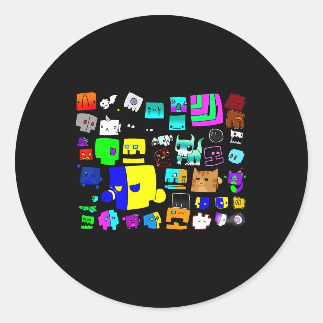 Pegatina Redonda Sleep Dash Repetir videojuego Geometry Video Gamer (Anverso)