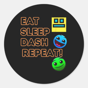Pegatina Redonda Sleep Dash Repetir videojuego Geometry Video Gamer